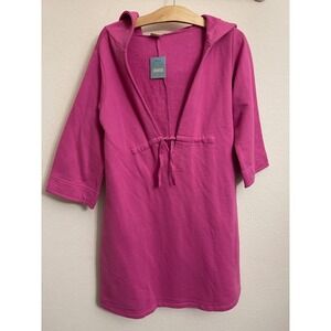 Bitten Sarah Jessica Parker Pink French Terry Hooded Dress Large NWT